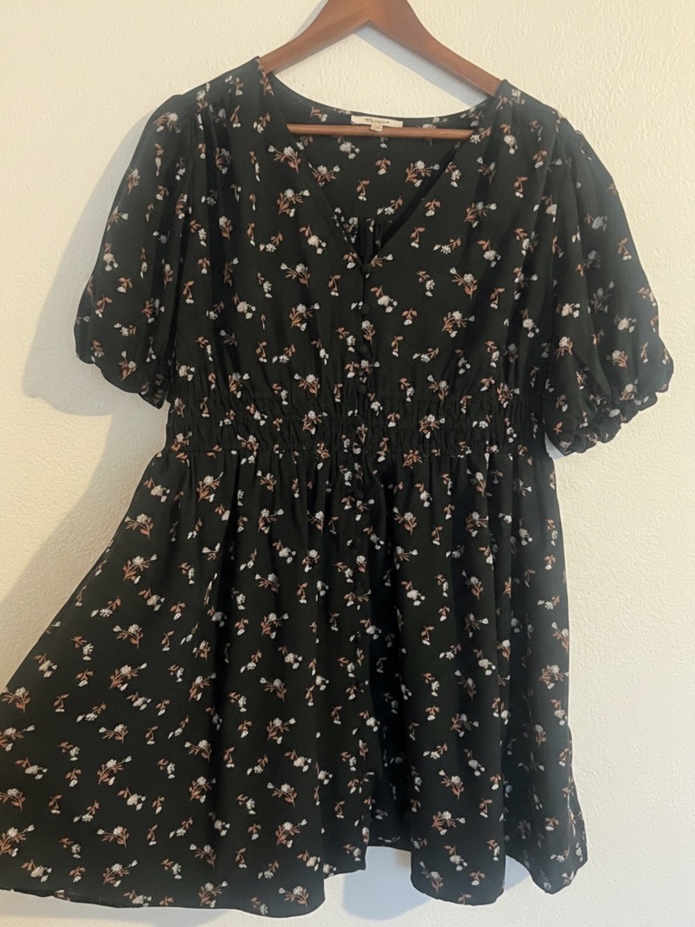 Madewell V-Neck Button Front Floral Mini Dress XL